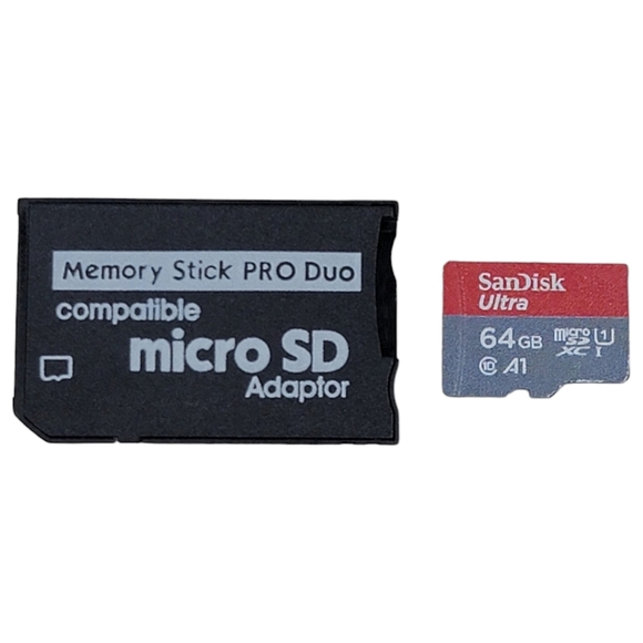 64gb Memory Card & Adapter for PSP 1000 / 2000 / 3000 - Picture 1 of 3